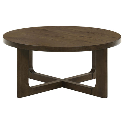  Coaster Furniture Kessler 735998 Round Sculptural Wood Coffee Table - Brown IMAGE 2