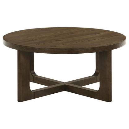  Coaster Furniture Kessler 735998-S2 2-piece Round Sculptural Wood Coffee Table Set - Brown IMAGE 3