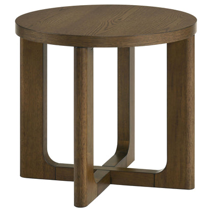  Coaster Furniture Kessler 735998-S3 3-piece Round Sculptural Wood Coffee Table Set - Brown IMAGE 9