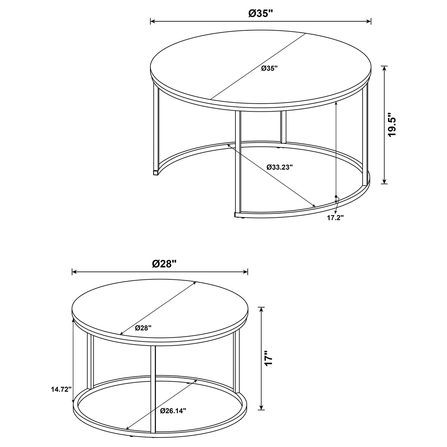  Coaster Furniture Lainey 736030 2-piece Round Nesting Coffee Table - Mango IMAGE 10