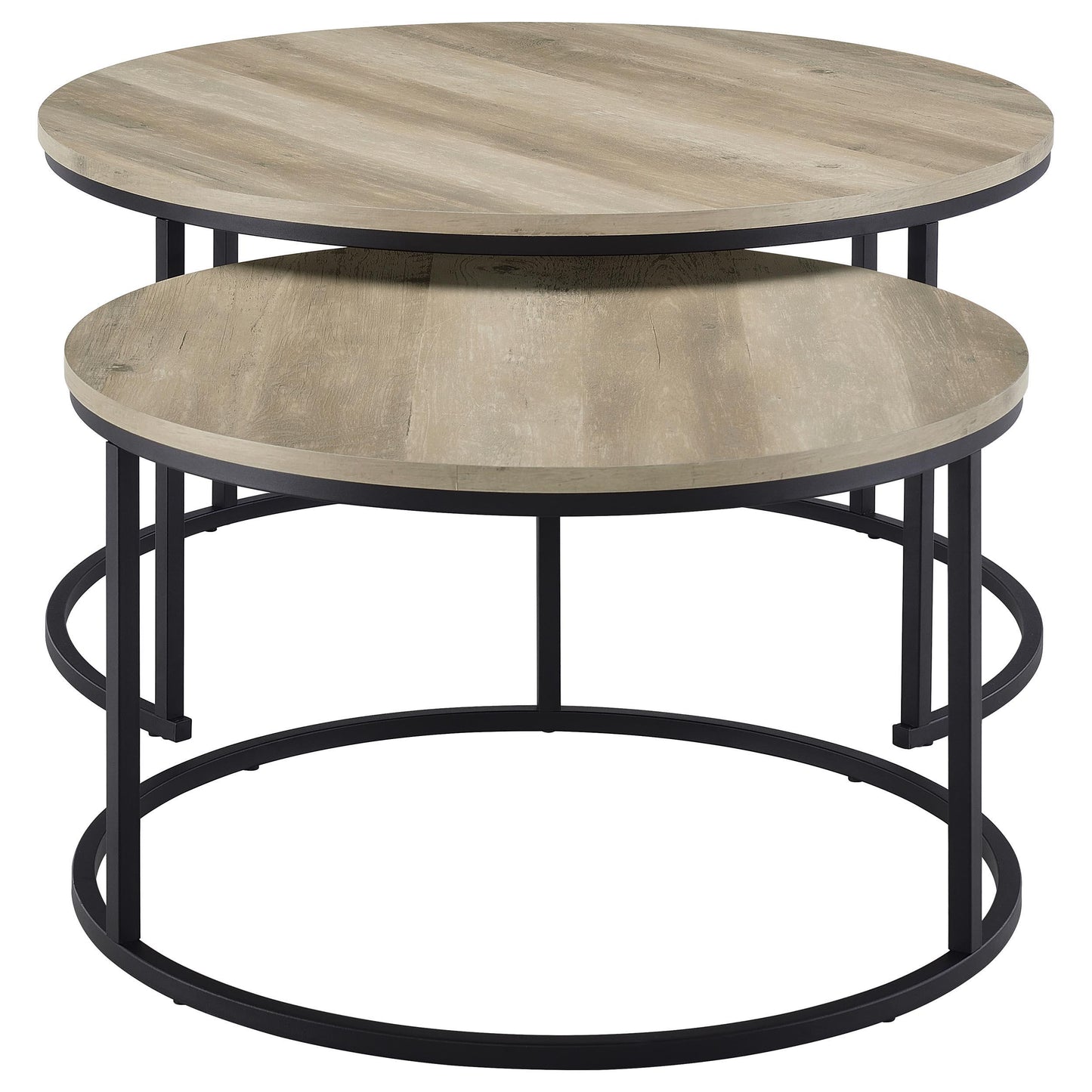  Coaster Furniture Lainey 736040 2-piece Round Nesting Coffee Table - Distressed Pine IMAGE 10