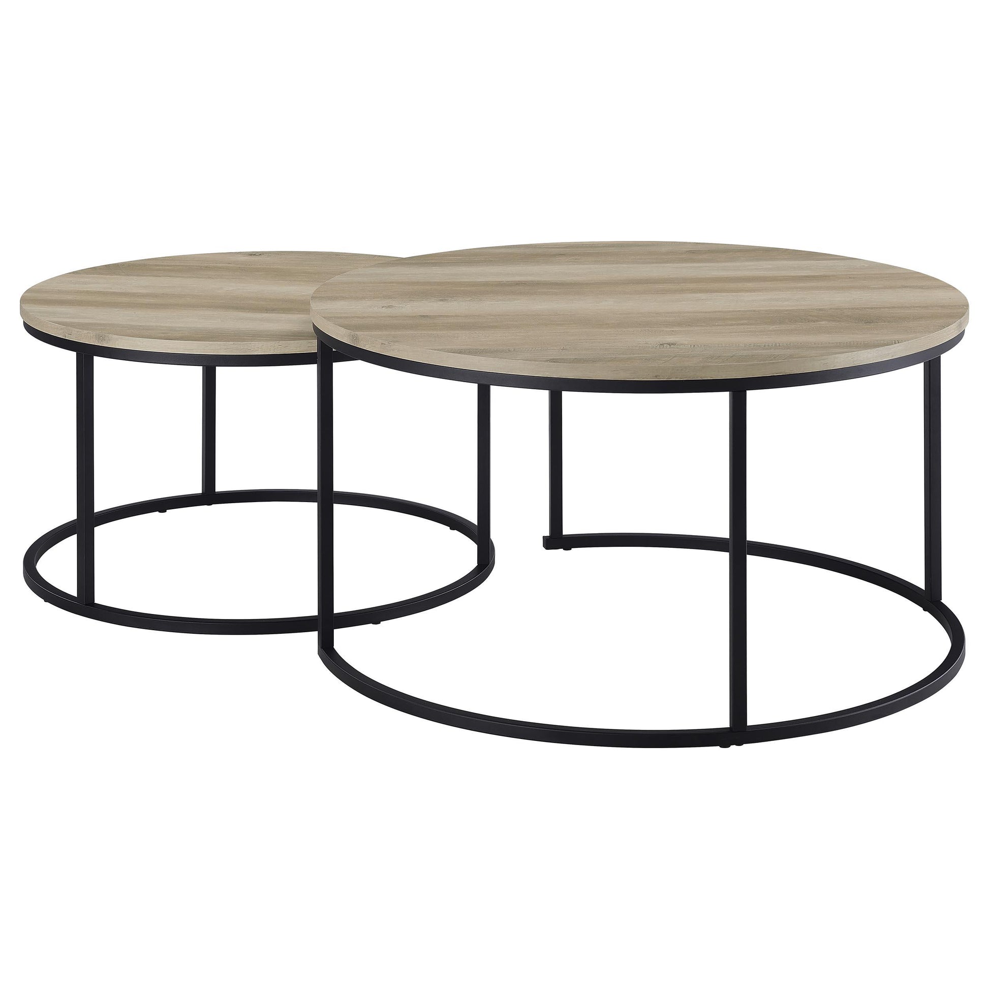  Coaster Furniture Lainey 736040 2-piece Round Nesting Coffee Table - Distressed Pine IMAGE 3