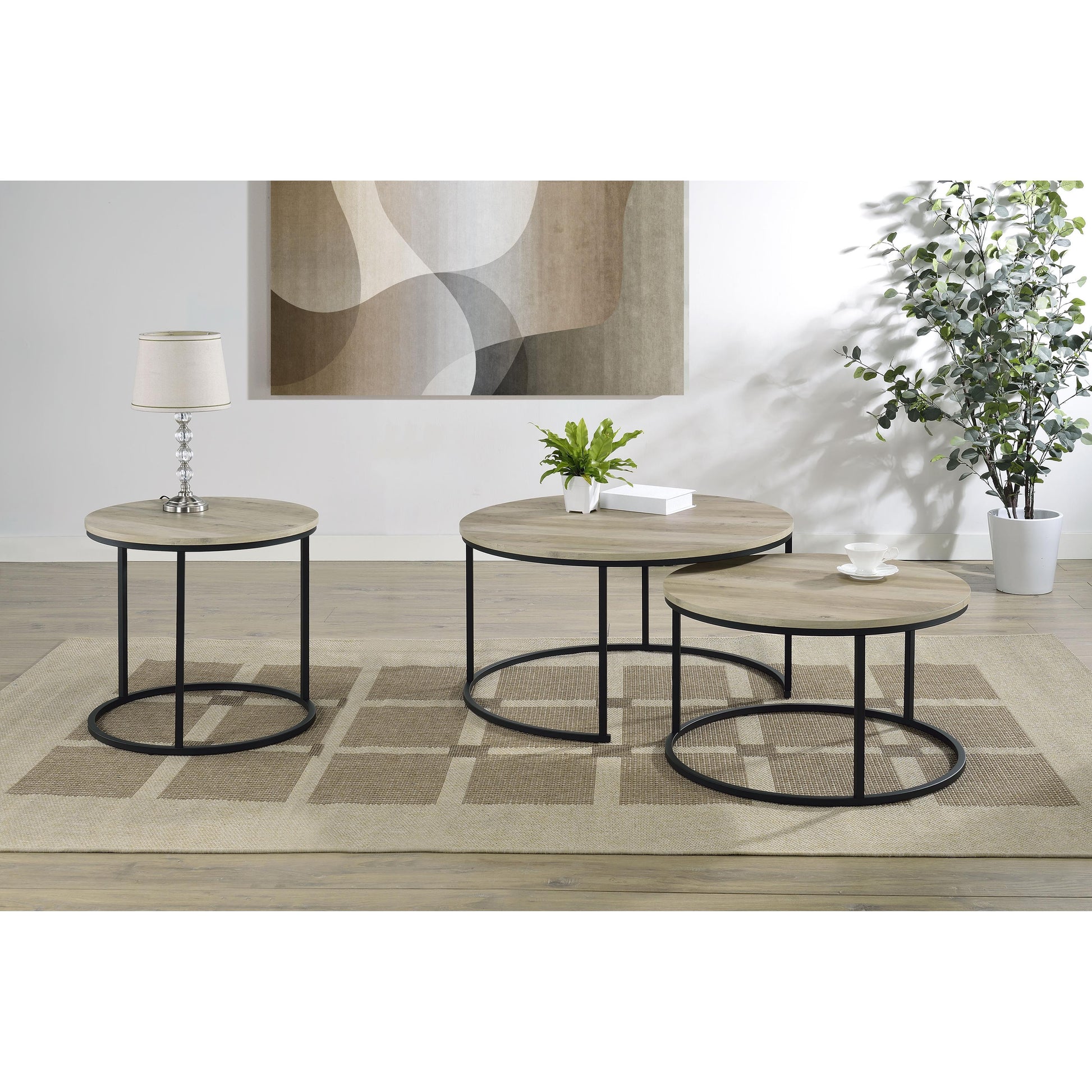  Coaster Furniture Lainey 736047 Round Occasional End Table - Distressed Pine IMAGE 11