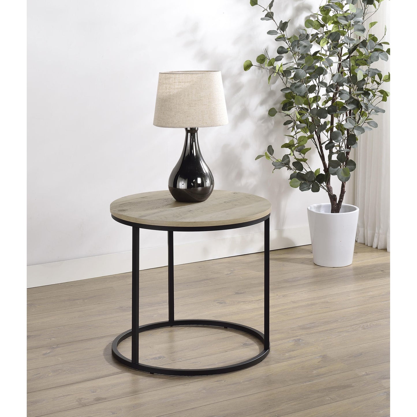  Coaster Furniture Lainey 736047 Round Occasional End Table - Distressed Pine IMAGE 4