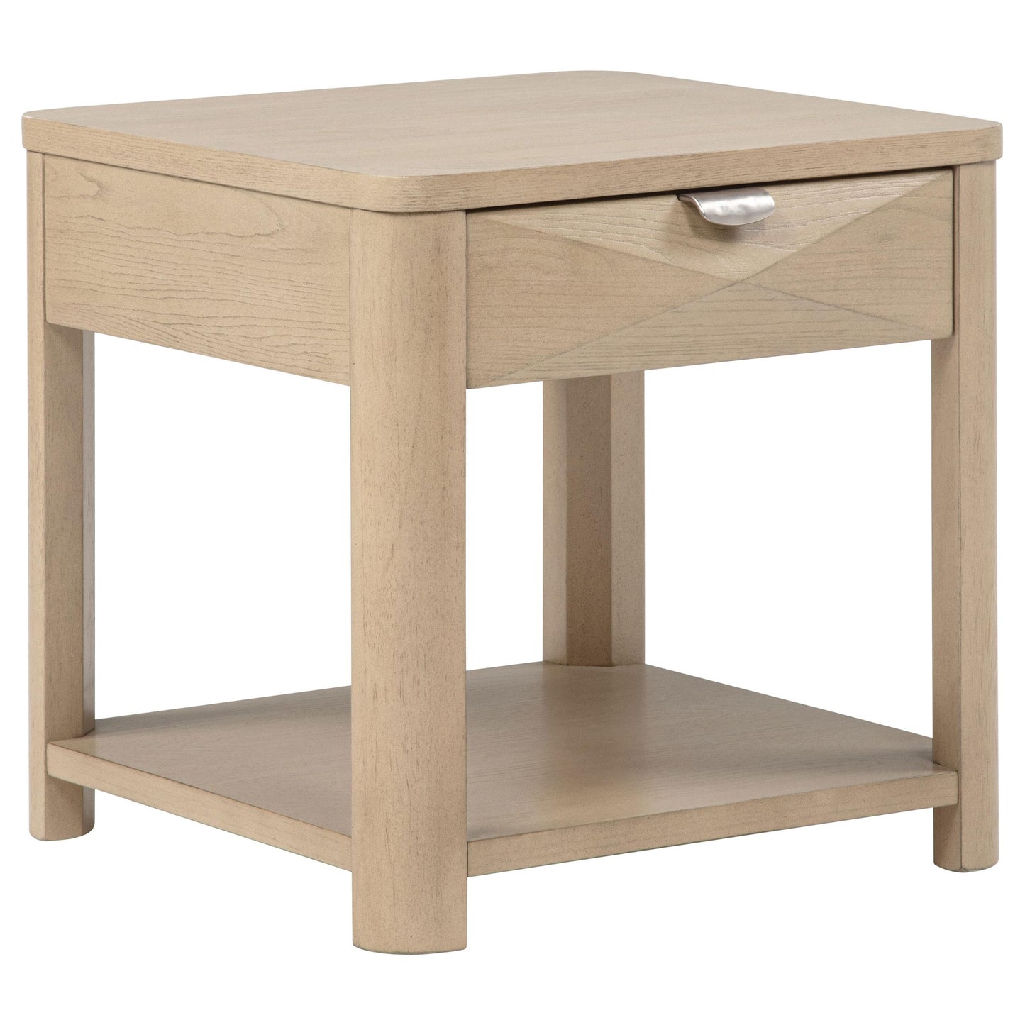  Coaster Furniture Marcelo 736057 Wood End Table with Drawer and Shelf - Light Elm IMAGE 1
