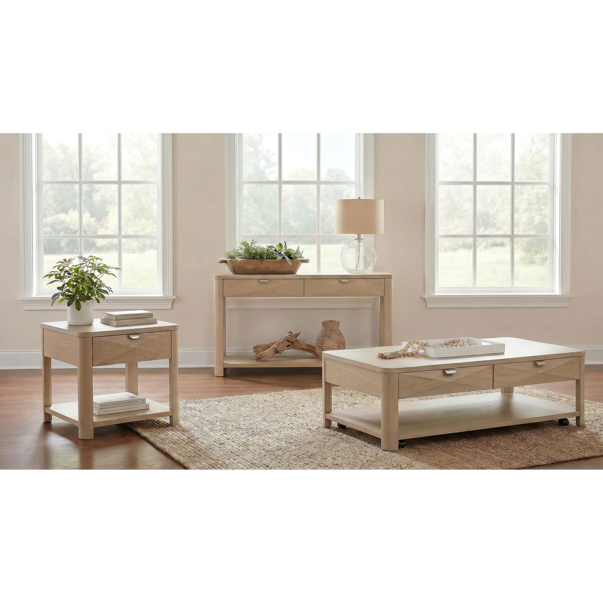  Coaster Furniture Marcelo 736058 Wood Coffee Table with 2 Drawers and Shelf - Light Elm IMAGE 14