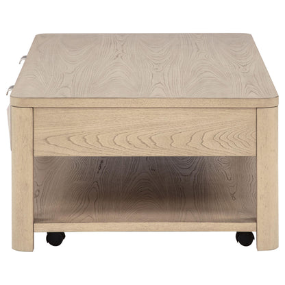  Coaster Furniture Marcelo 736058 Wood Coffee Table with 2 Drawers and Shelf - Light Elm IMAGE 2