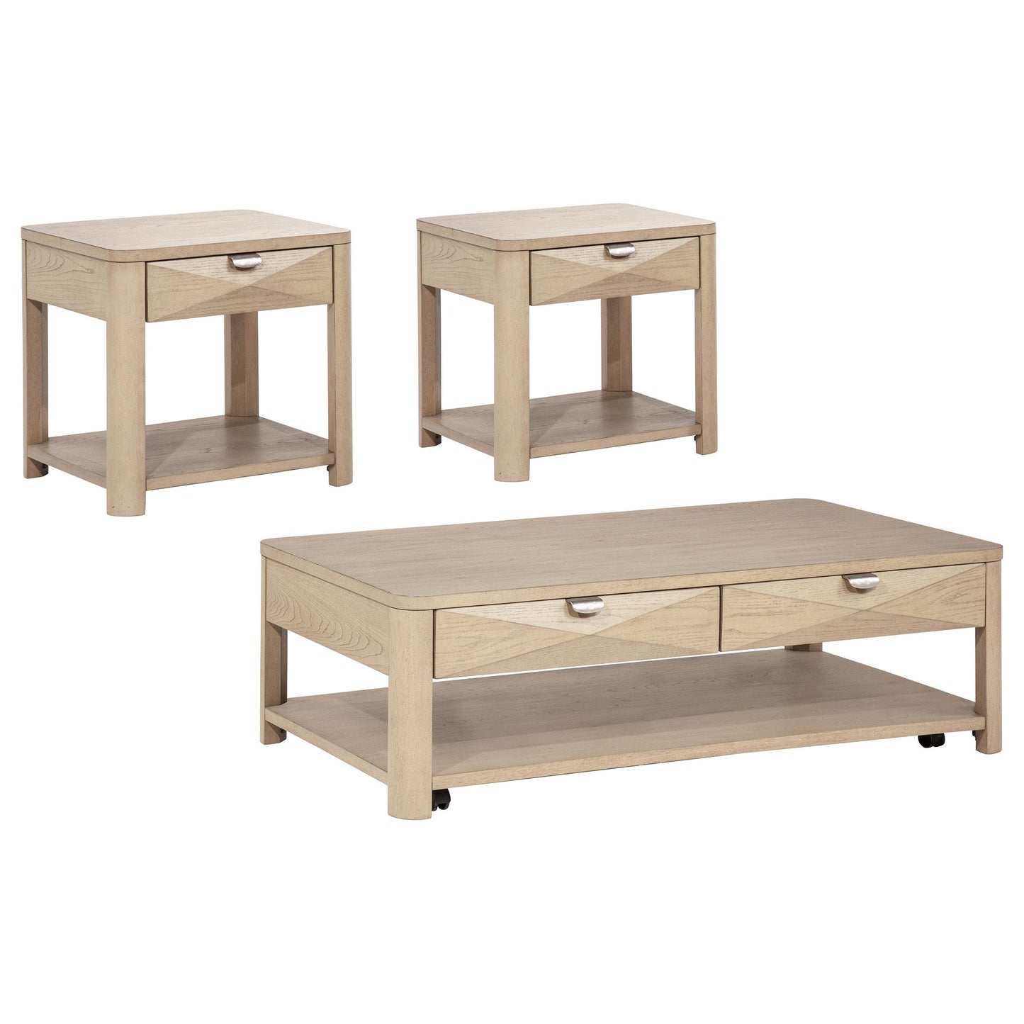  Coaster Furniture Marcelo 736058-S3 3-piece Coffee Table Set with Storage - Light Elm IMAGE 1