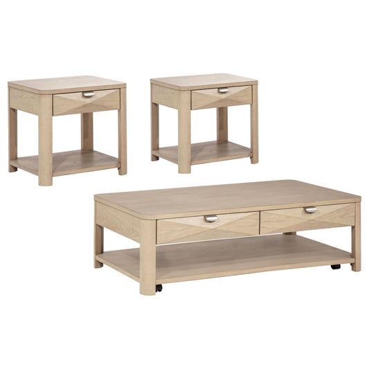  Coaster Furniture Marcelo 736058-S3 3-piece Coffee Table Set with Storage - Light Elm IMAGE 1