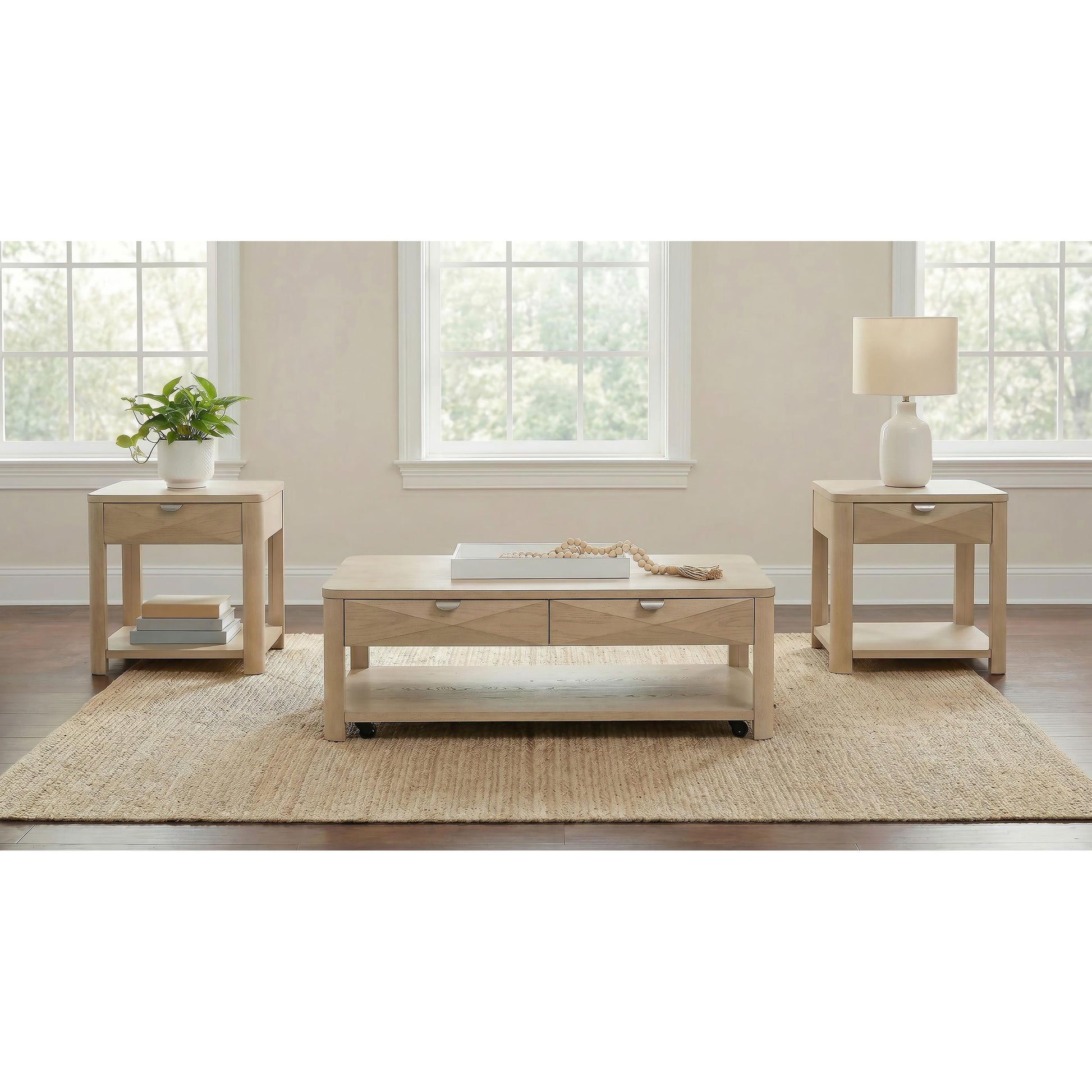  Coaster Furniture Marcelo 736058-S3 3-piece Coffee Table Set with Storage - Light Elm IMAGE 2