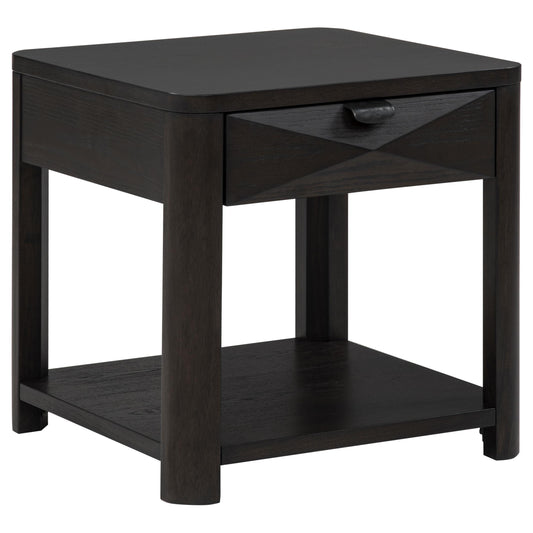  Coaster Furniture Marcelo 736067 Wood End Table with Drawer and Shelf - Coffee IMAGE 1