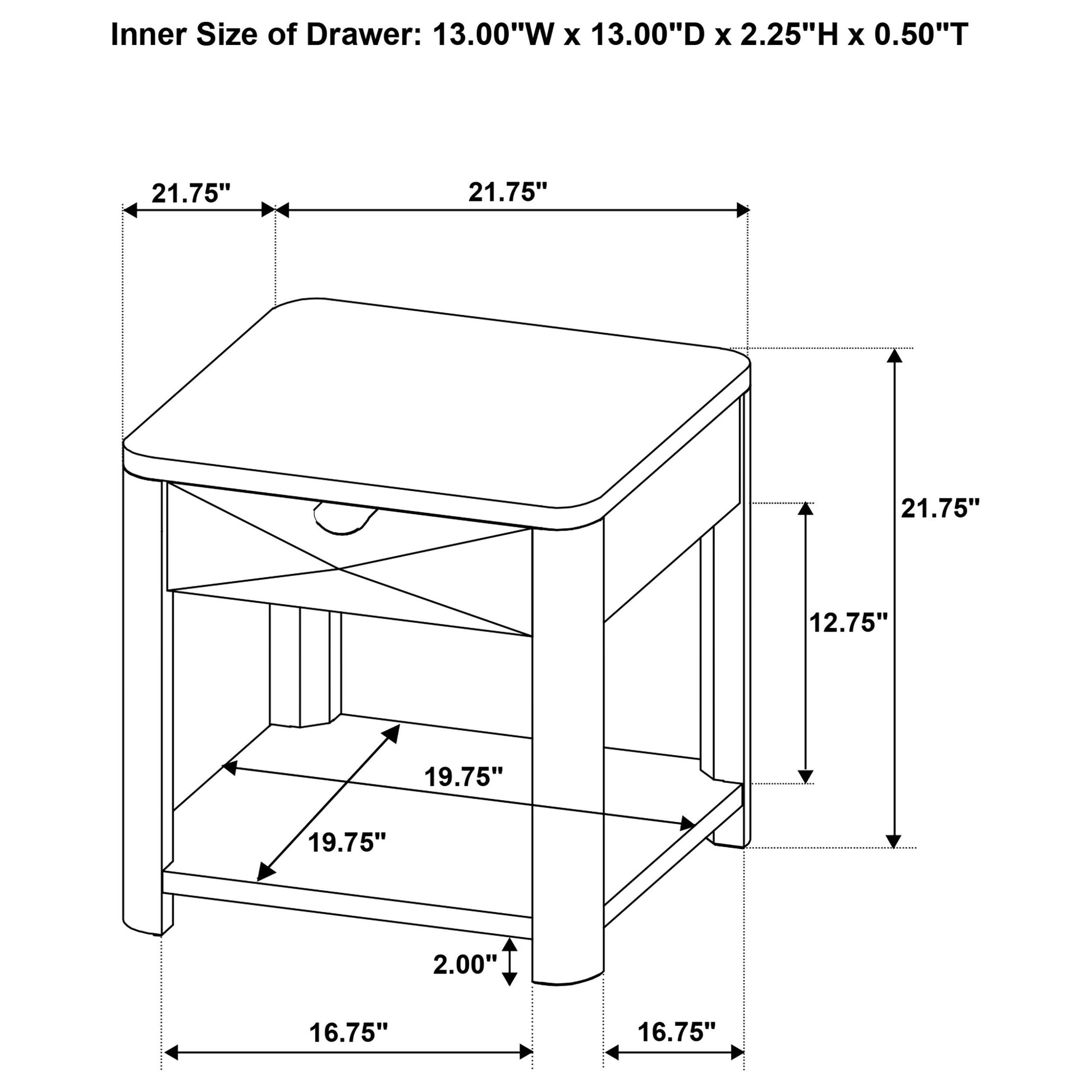  Coaster Furniture Marcelo 736067 Wood End Table with Drawer and Shelf - Coffee IMAGE 12