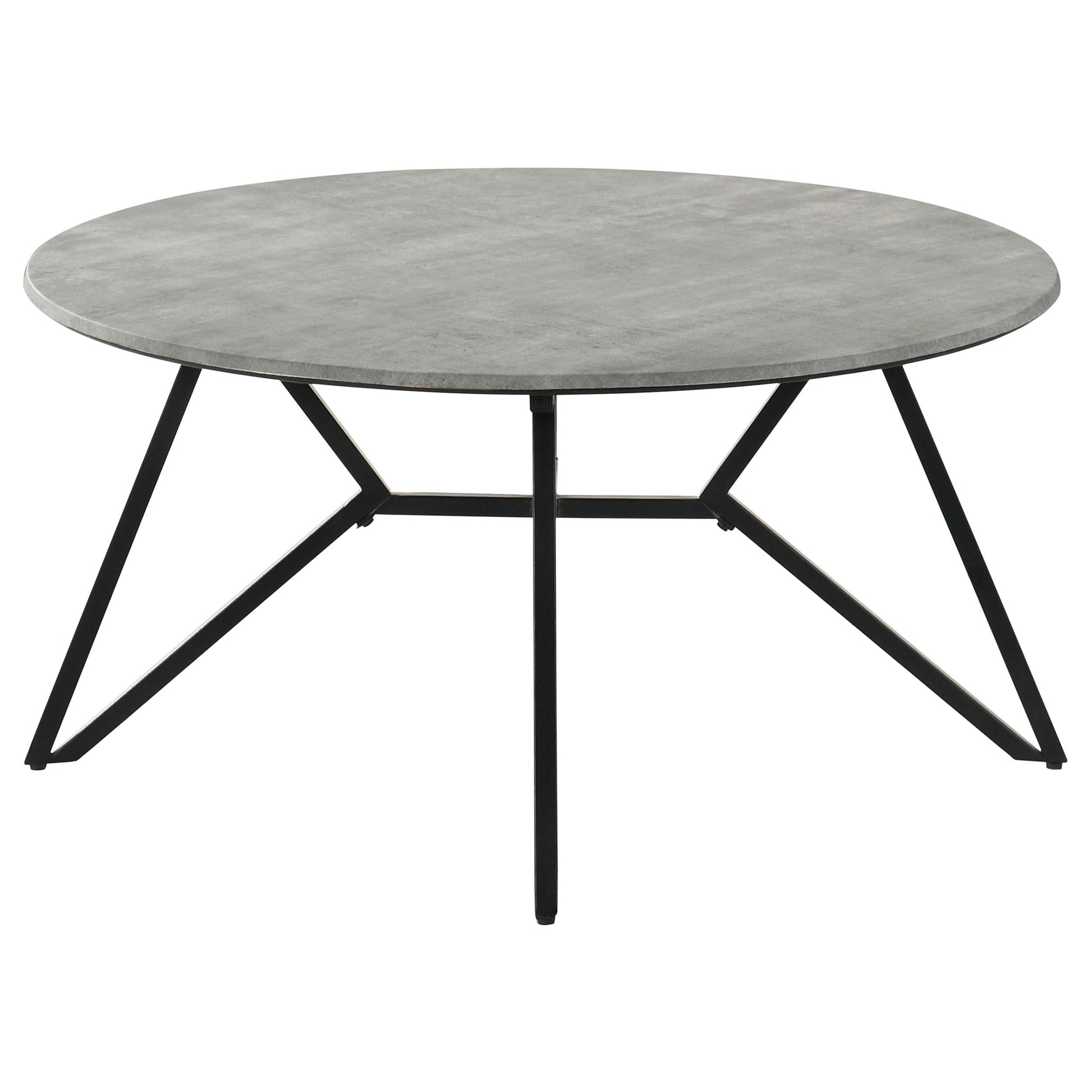  Coaster Furniture Hadi 736178-S2 2-piece Round SmartTop Coffee and End Table Set - Cement IMAGE 2