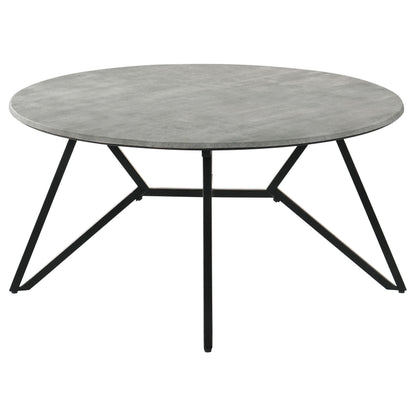  Coaster Furniture Hadi 736178-S2 2-piece Round SmartTop Coffee and End Table Set - Cement IMAGE 2