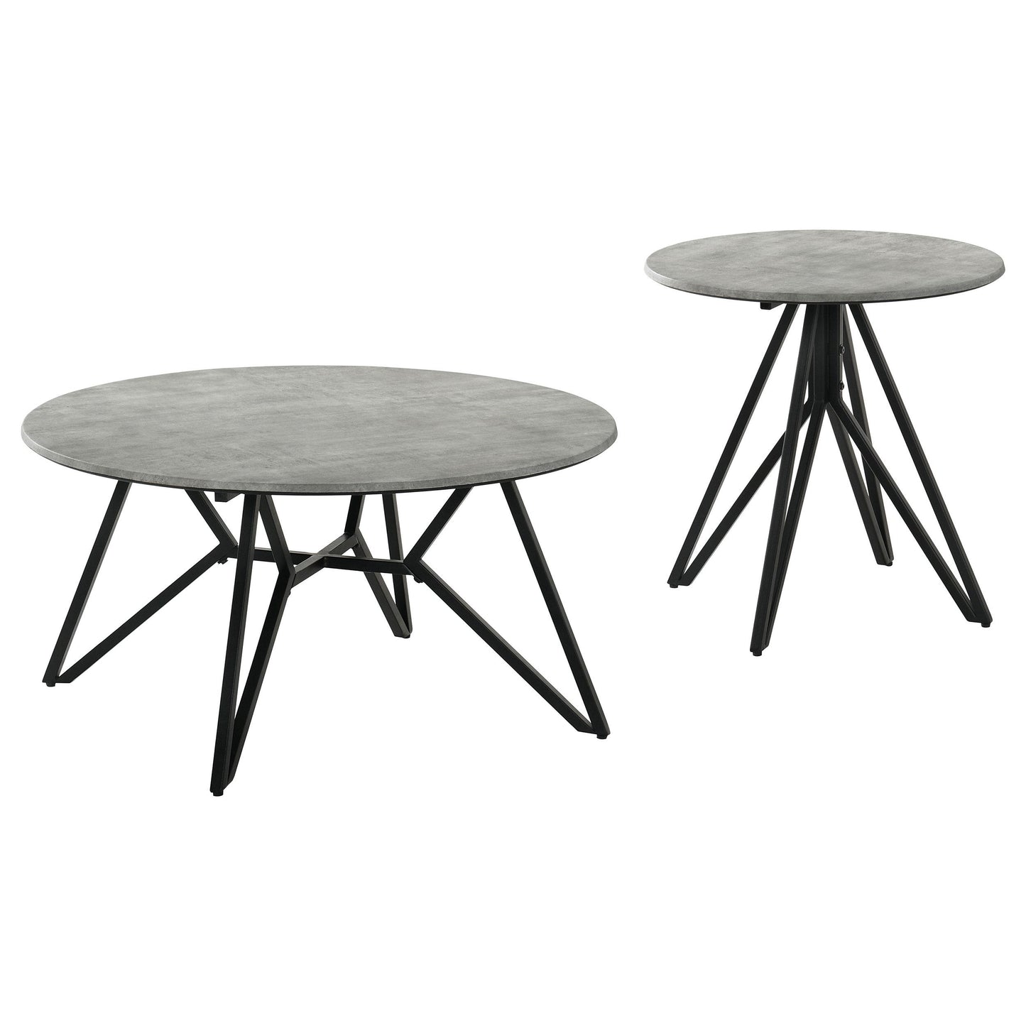  Coaster Furniture Hadi 736178-S2 2-piece Round SmartTop Coffee and End Table Set - Cement IMAGE 8