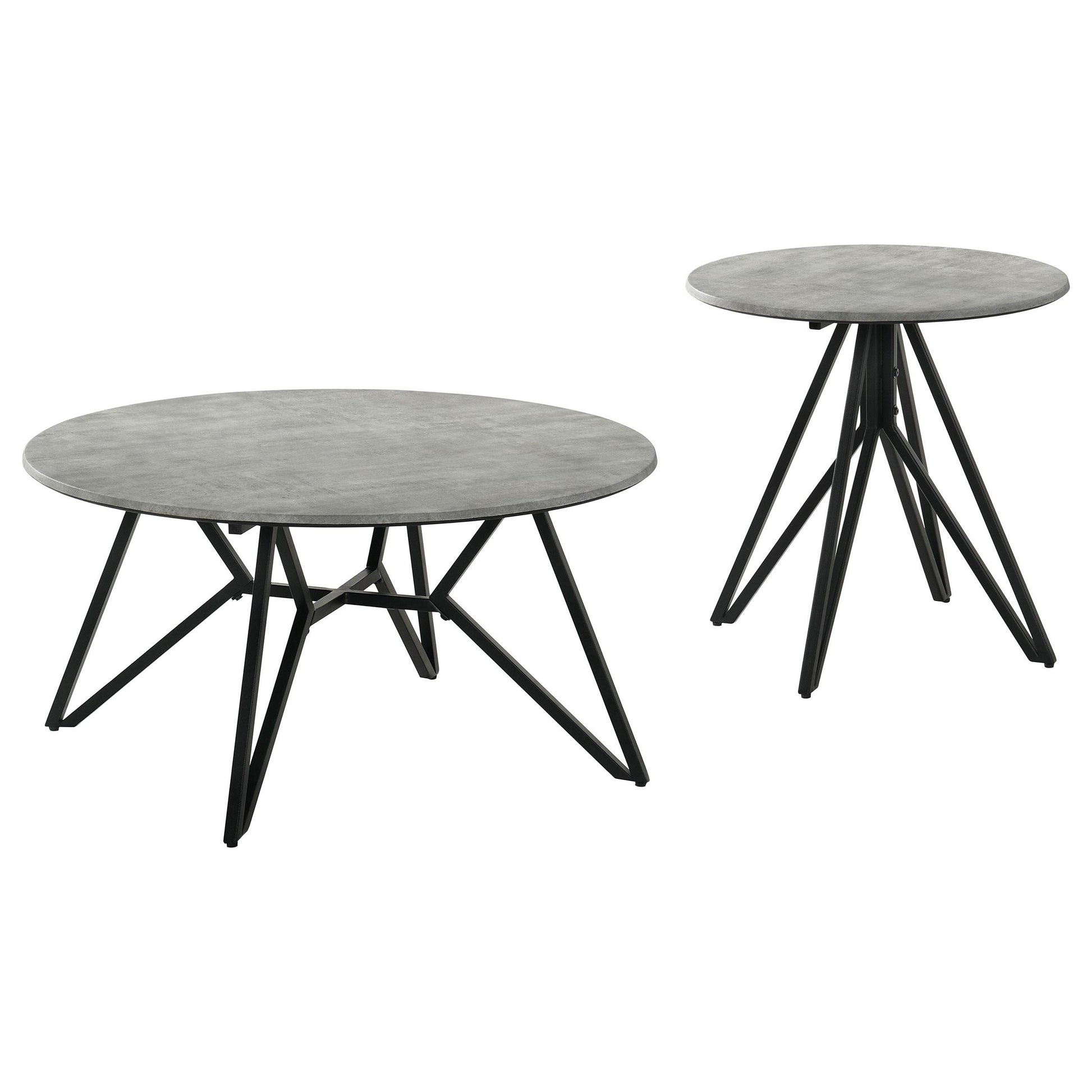  Coaster Furniture Hadi 736178-S2 2-piece Round SmartTop Coffee and End Table Set - Cement IMAGE 8