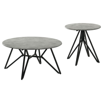  Coaster Furniture Hadi 736178-S2 2-piece Round SmartTop Coffee and End Table Set - Cement IMAGE 8