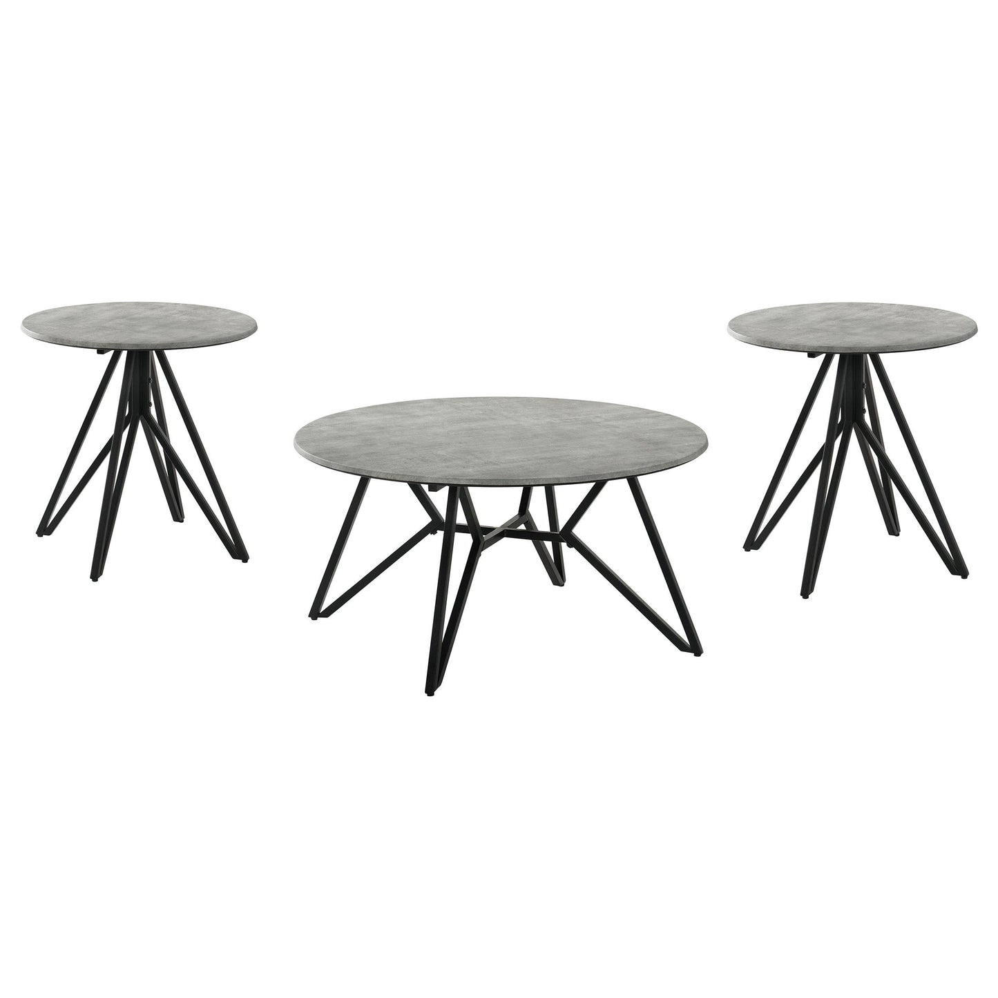  Coaster Furniture Hadi 736178-S3 3-piece Round SmartTop Coffee and End Table Set - Cement IMAGE 4