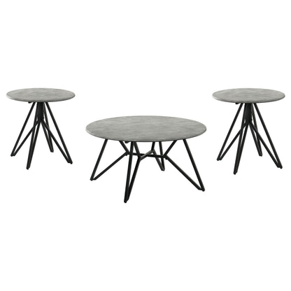  Coaster Furniture Hadi 736178-S3 3-piece Round SmartTop Coffee and End Table Set - Cement IMAGE 4
