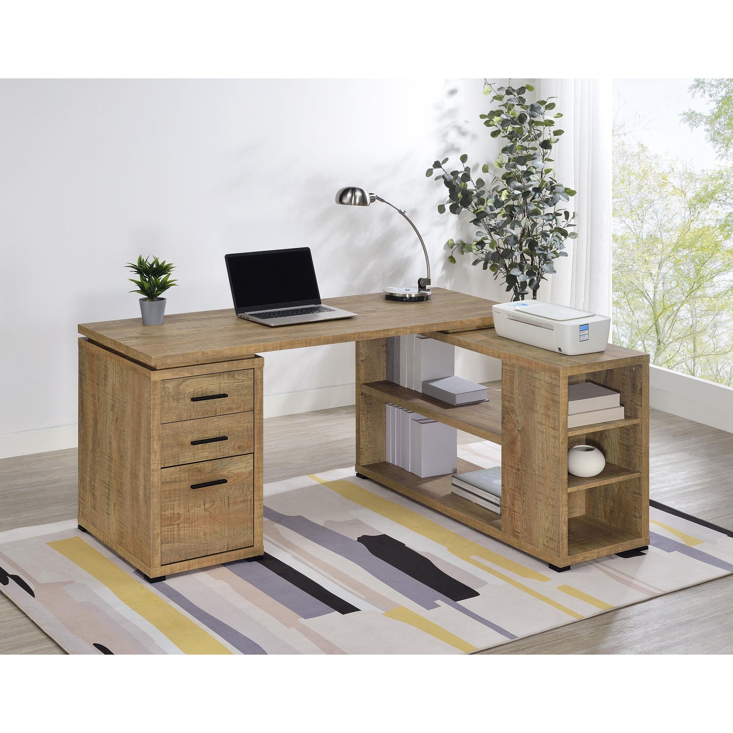  Coaster Furniture Yvette 800786 60-inch 3-drawer L-Shape Computer Desk - Mango IMAGE 2