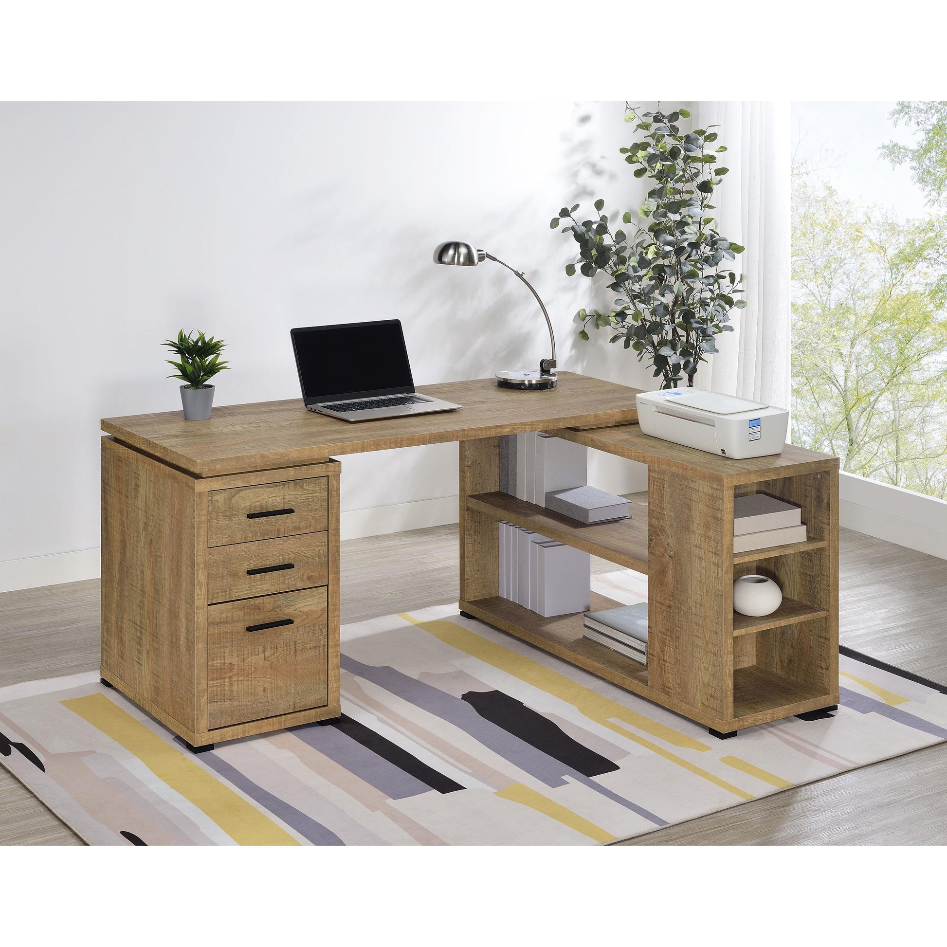  Coaster Furniture Yvette 800786 60-inch 3-drawer L-Shape Computer Desk - Mango IMAGE 2