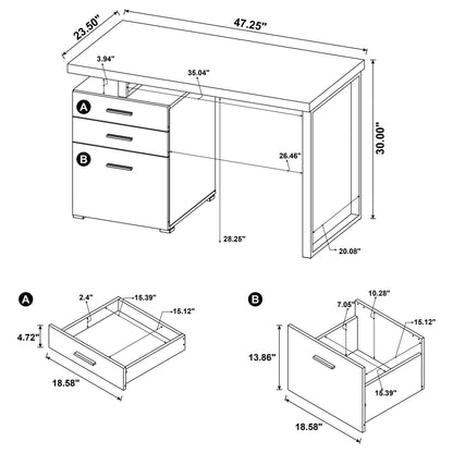  Coaster Furniture Brennan 800787 47-inch 3-drawer Office Computer Desk - Mango IMAGE 11