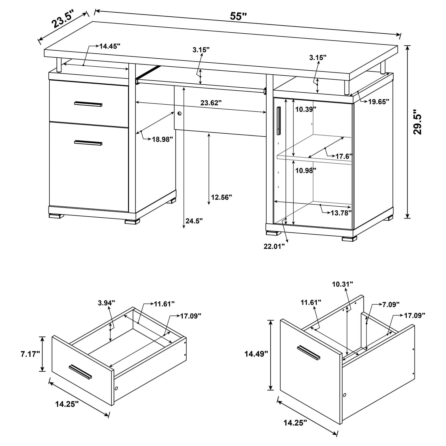  Coaster Furniture Tracy 800788 55-inch 2-drawer Office Computer Desk - Mango IMAGE 10