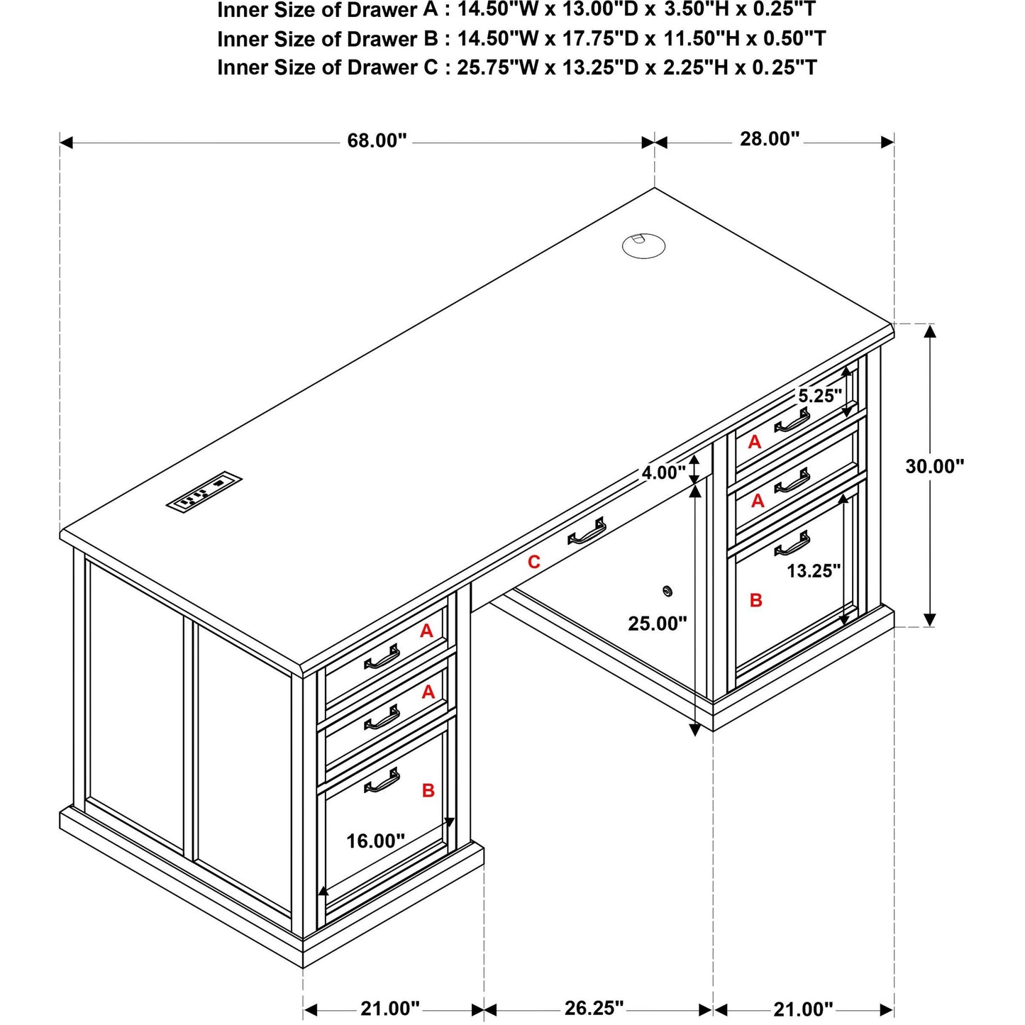  Coaster Furniture Altidore 800796 68-inch 7-drawer Executive Home Office Desk - Distressed White IMAGE 15