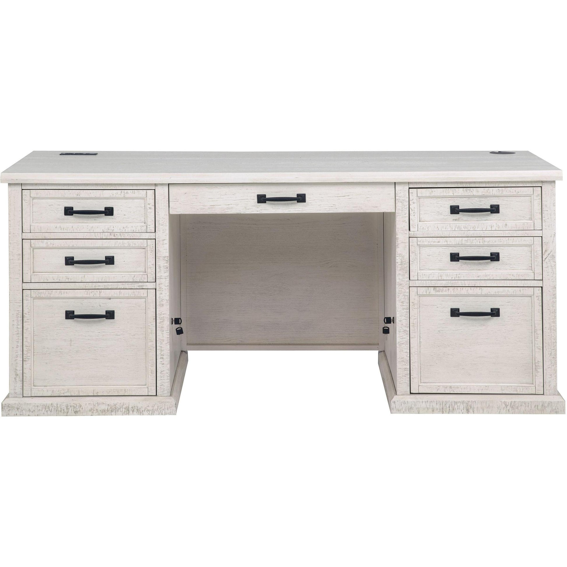  Coaster Furniture Altidore 800796 68-inch 7-drawer Executive Home Office Desk - Distressed White IMAGE 5