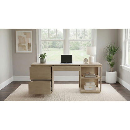  Coaster Furniture Harkes 800797 75-inch 3-drawer Computer Desk with Adjustable Shelf - Light Elm IMAGE 2