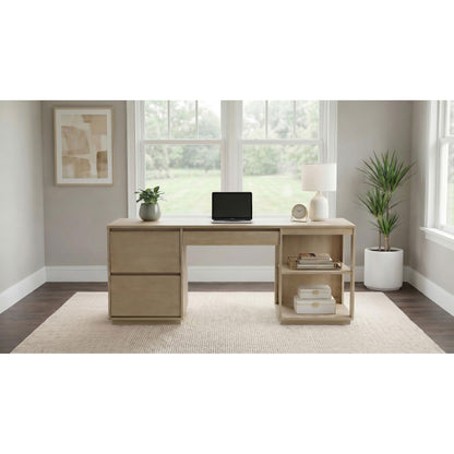  Coaster Furniture Harkes 800797 75-inch 3-drawer Computer Desk with Adjustable Shelf - Light Elm IMAGE 3