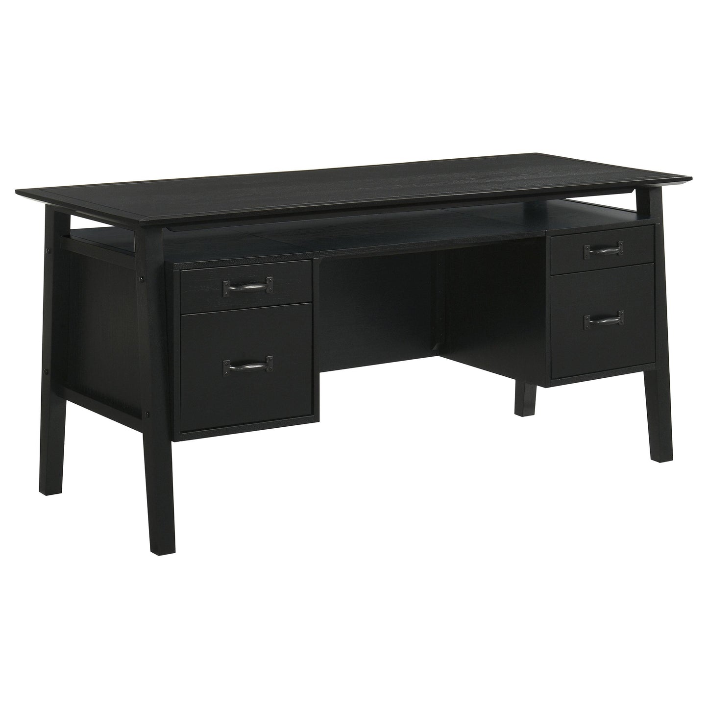  Coaster Furniture Goodson 801586 64-inch 4-Drawer Double Pedestal Computer Desk - Black IMAGE 1