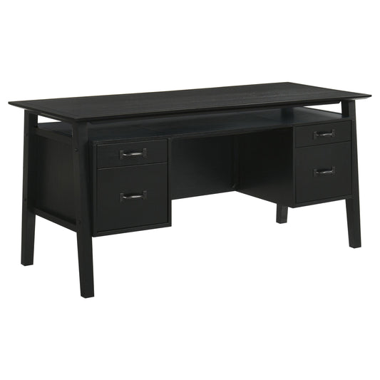  Coaster Furniture Goodson 801586 64-inch 4-Drawer Double Pedestal Computer Desk - Black IMAGE 1