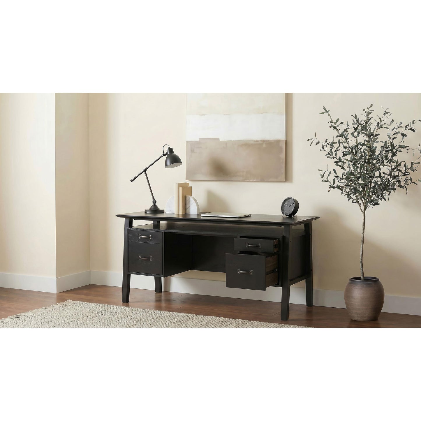  Coaster Furniture Goodson 801586 64-inch 4-Drawer Double Pedestal Computer Desk - Black IMAGE 12