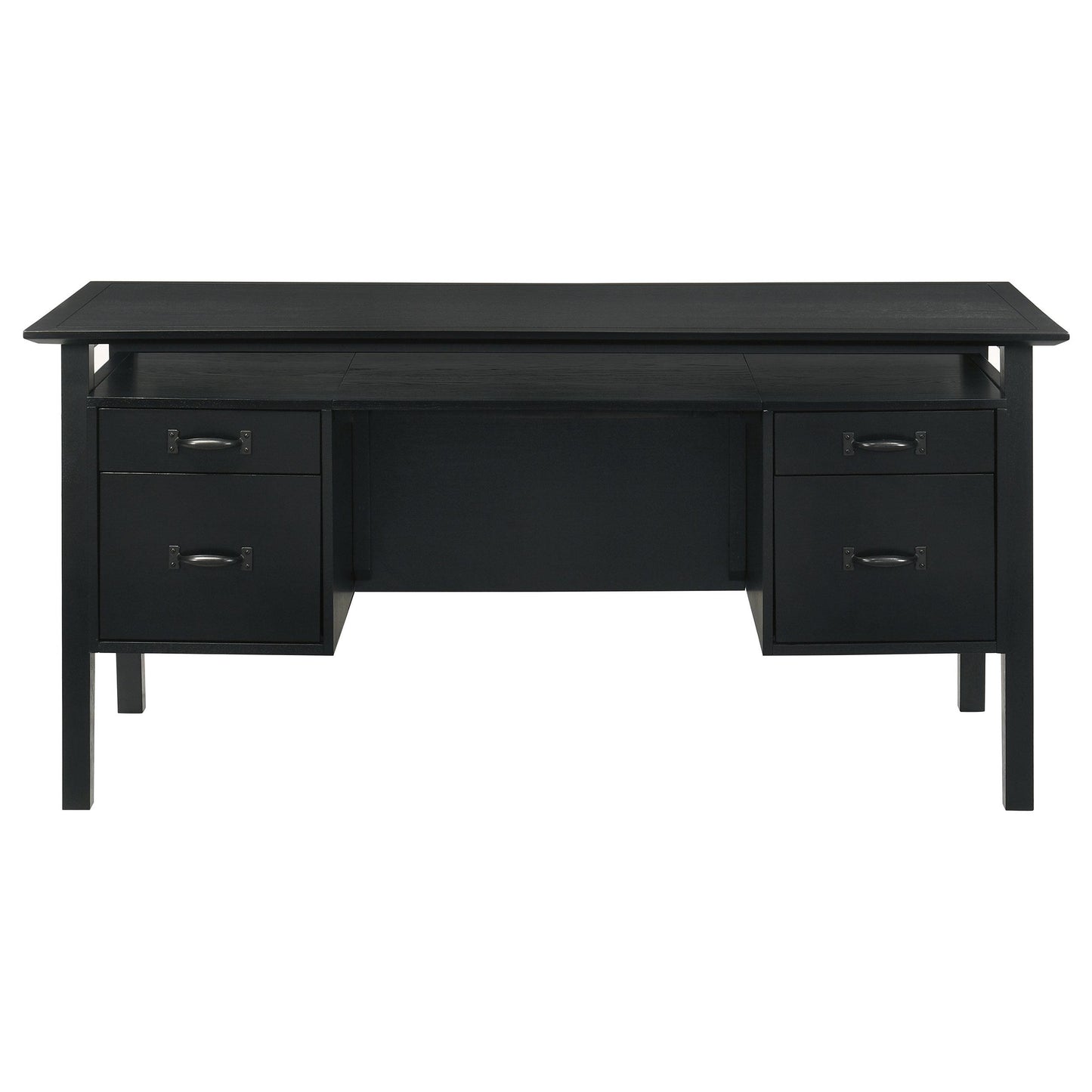  Coaster Furniture Goodson 801586 64-inch 4-Drawer Double Pedestal Computer Desk - Black IMAGE 2