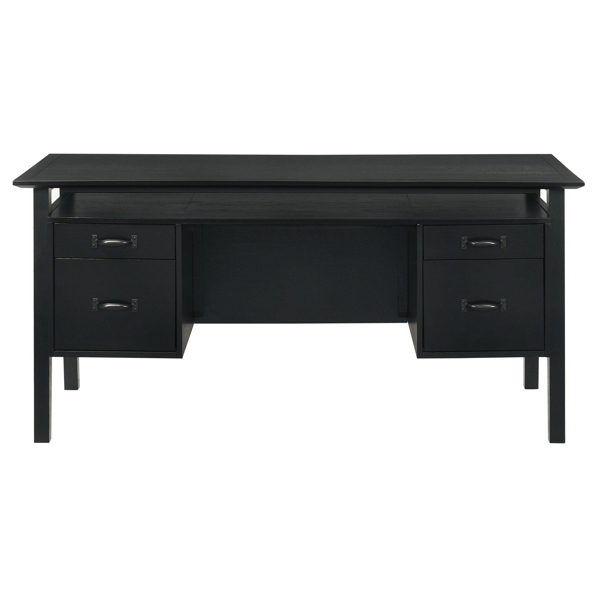  Coaster Furniture Goodson 801586 64-inch 4-Drawer Double Pedestal Computer Desk - Black IMAGE 2