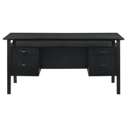  Coaster Furniture Goodson 801586 64-inch 4-Drawer Double Pedestal Computer Desk - Black IMAGE 2