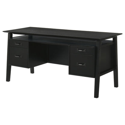  Coaster Furniture Goodson 801586 64-inch 4-Drawer Double Pedestal Computer Desk - Black IMAGE 4