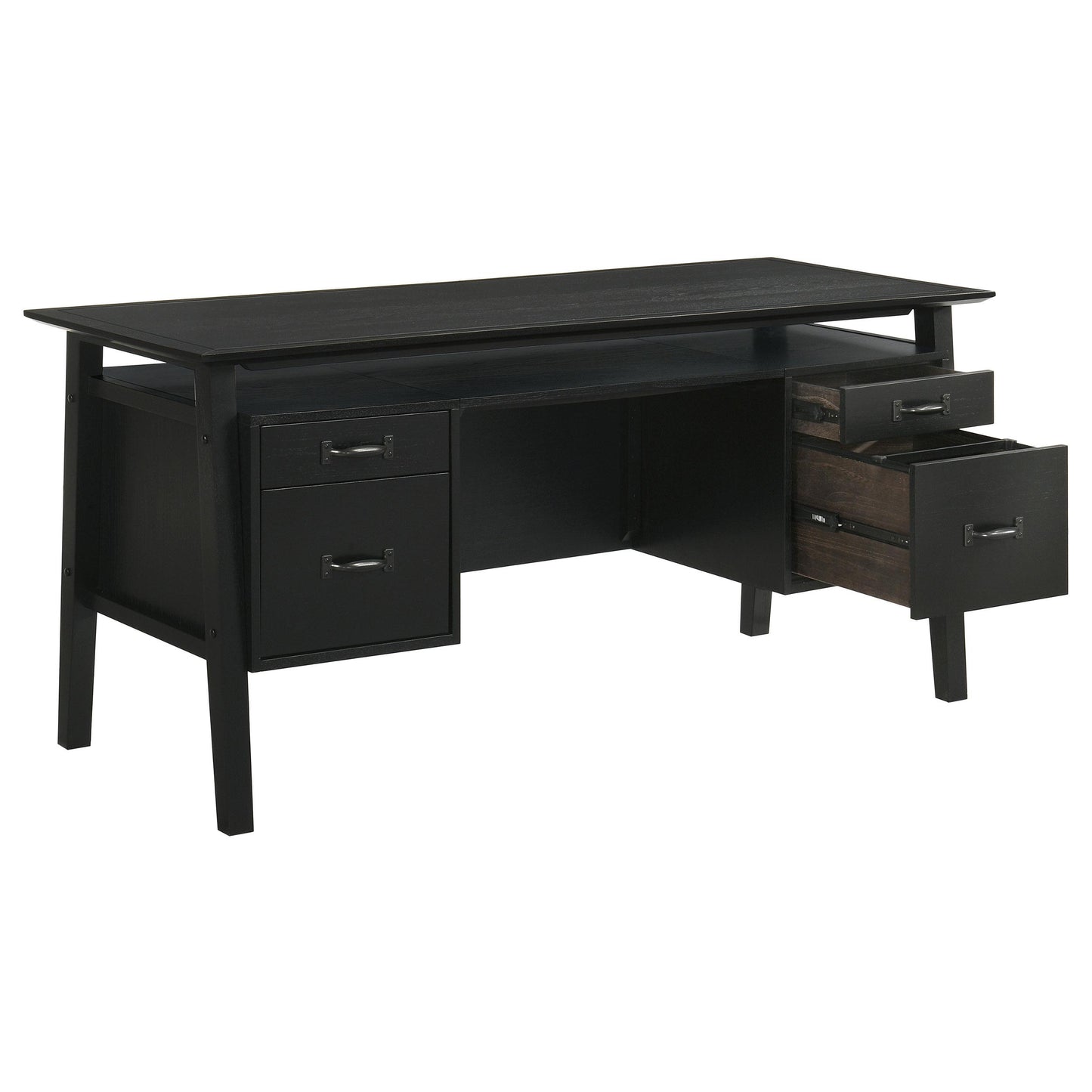  Coaster Furniture Goodson 801586 64-inch 4-Drawer Double Pedestal Computer Desk - Black IMAGE 5