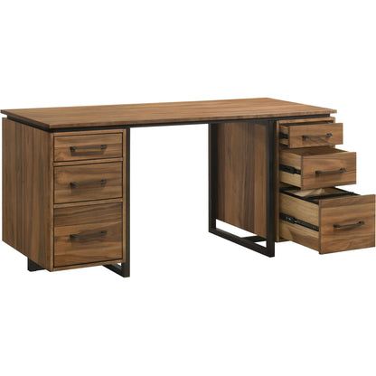  Coaster Furniture Berhalter 801596 6-Drawer Double Pedestal File Computer Desk IMAGE 1