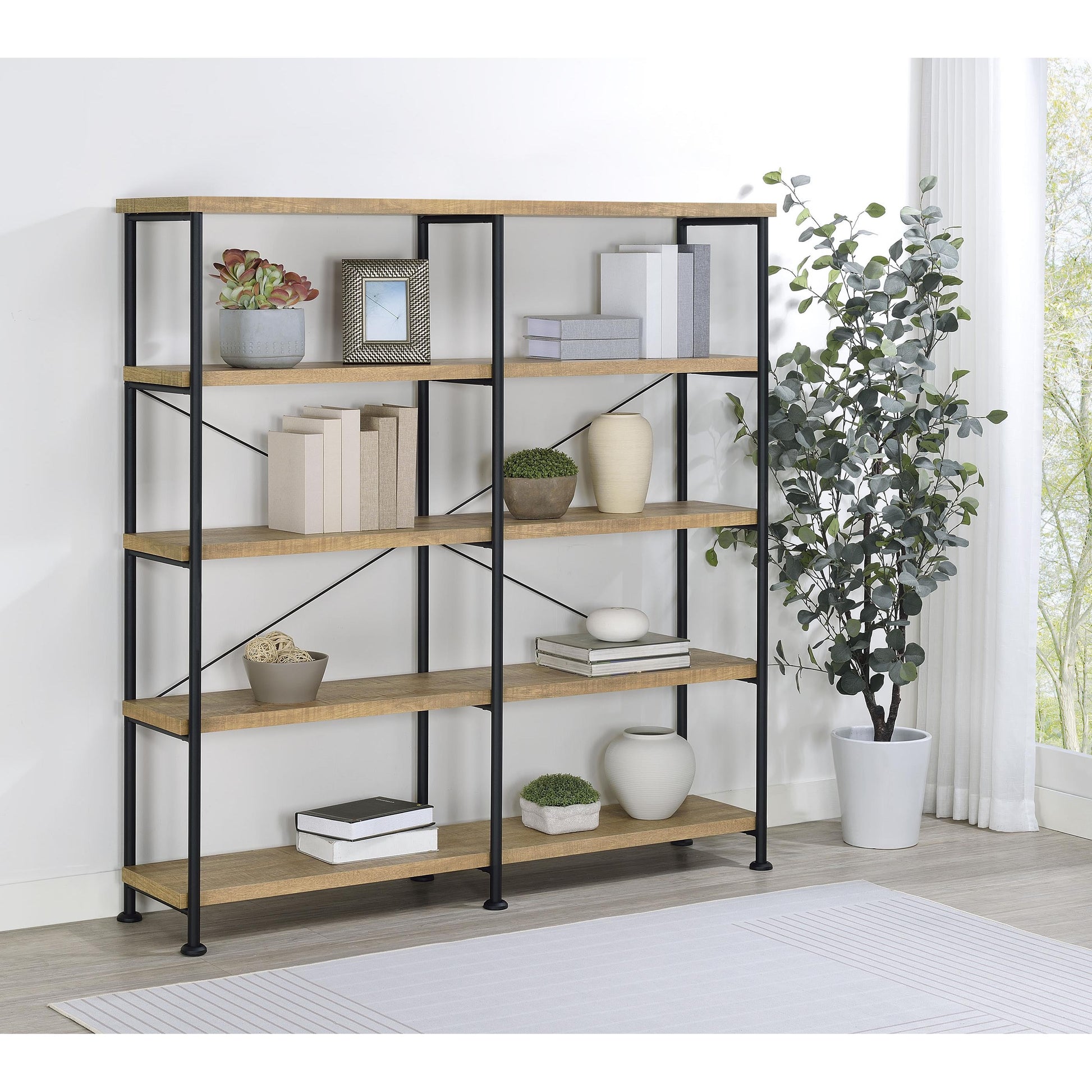  Coaster Furniture Analiese 801853 63-inch 4-shelf Double Bookshelf - Mango IMAGE 8