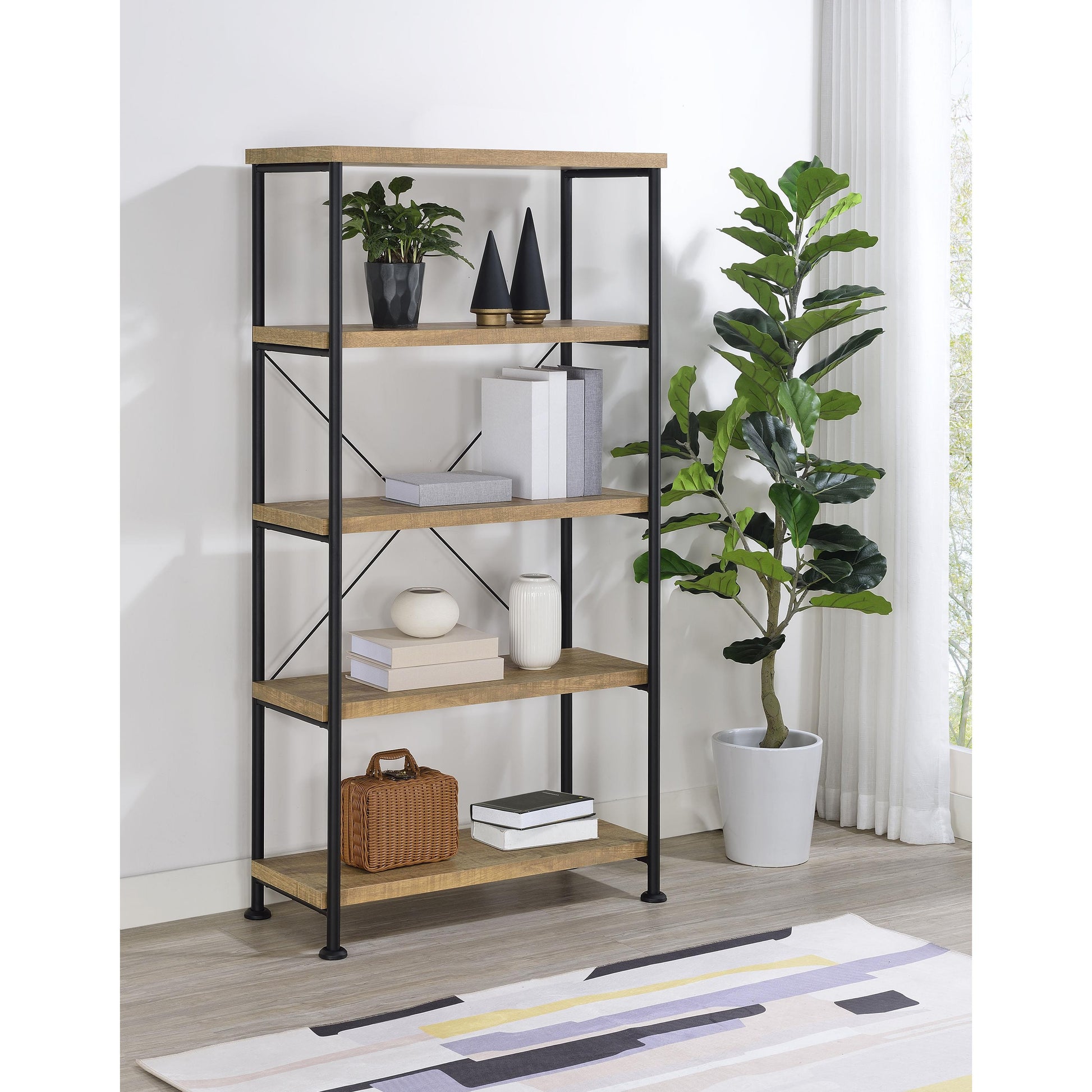  Coaster Furniture Analiese 802003 63-inch 4-shelf Bookshelf - Mango IMAGE 6