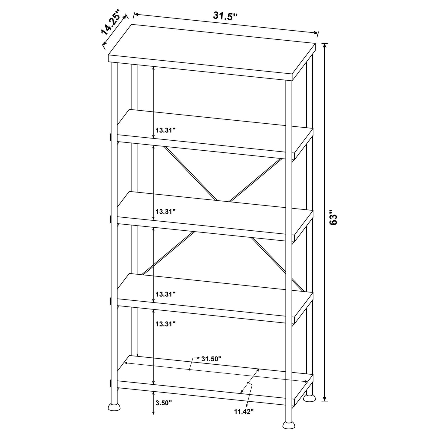  Coaster Furniture Analiese 802003 63-inch 4-shelf Bookshelf - Mango IMAGE 9