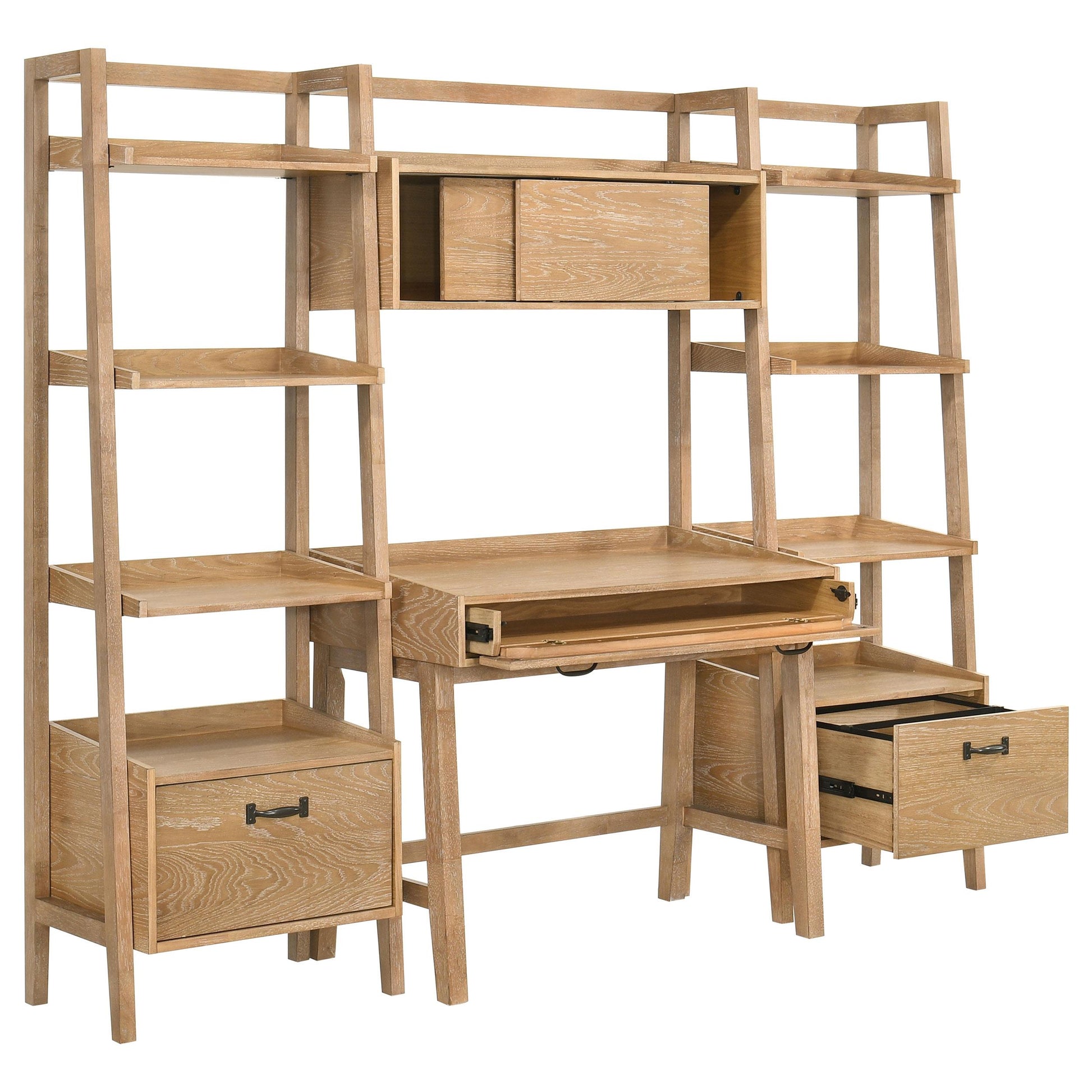  Coaster Furniture Fabian 802041-SET 4-piece Computer Desk and Bookshelf Set  - Distressed Light Brown IMAGE 10