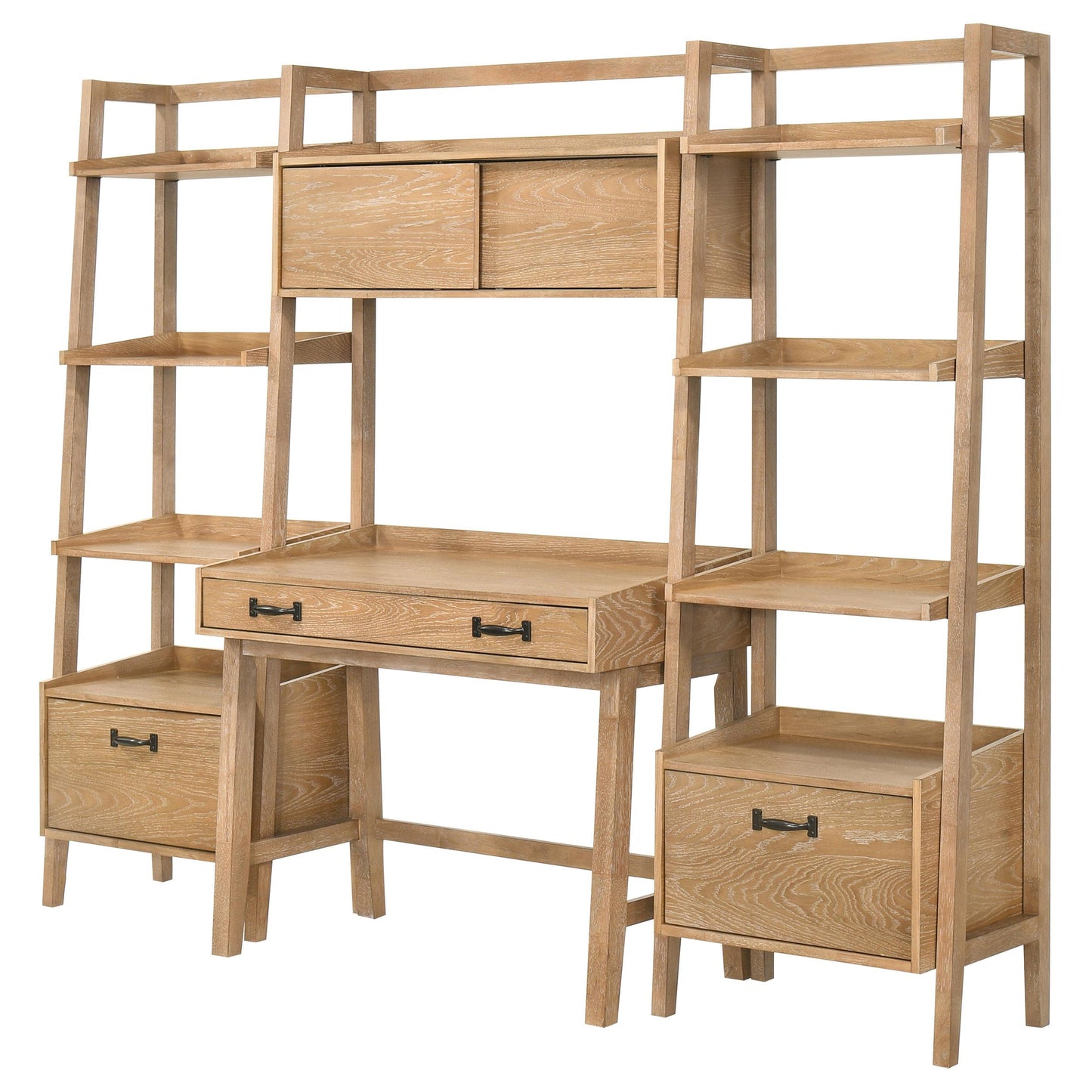  Coaster Furniture Fabian 802041-SET 4-piece Computer Desk and Bookshelf Set  - Distressed Light Brown IMAGE 6