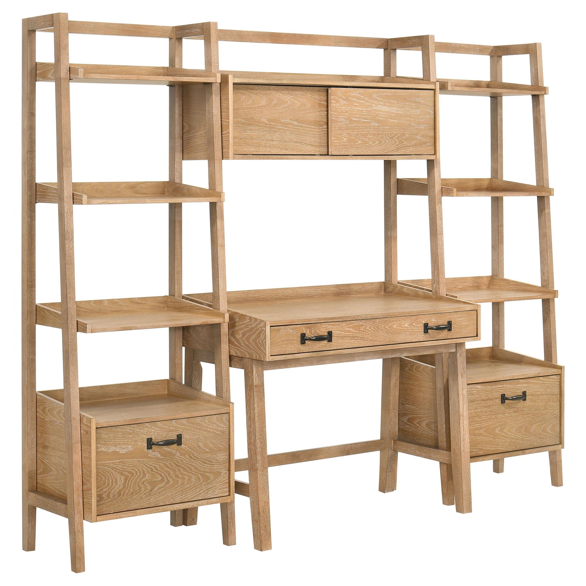  Coaster Furniture Fabian 802043 2-piece 3-shelf Bookshelf with Drawer  - Distressed Light Brown IMAGE 2
