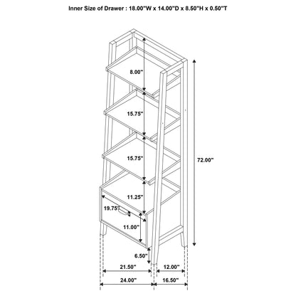  Coaster Furniture Fabian 802043 2-piece 3-shelf Bookshelf with Drawer  - Distressed Light Brown IMAGE 8