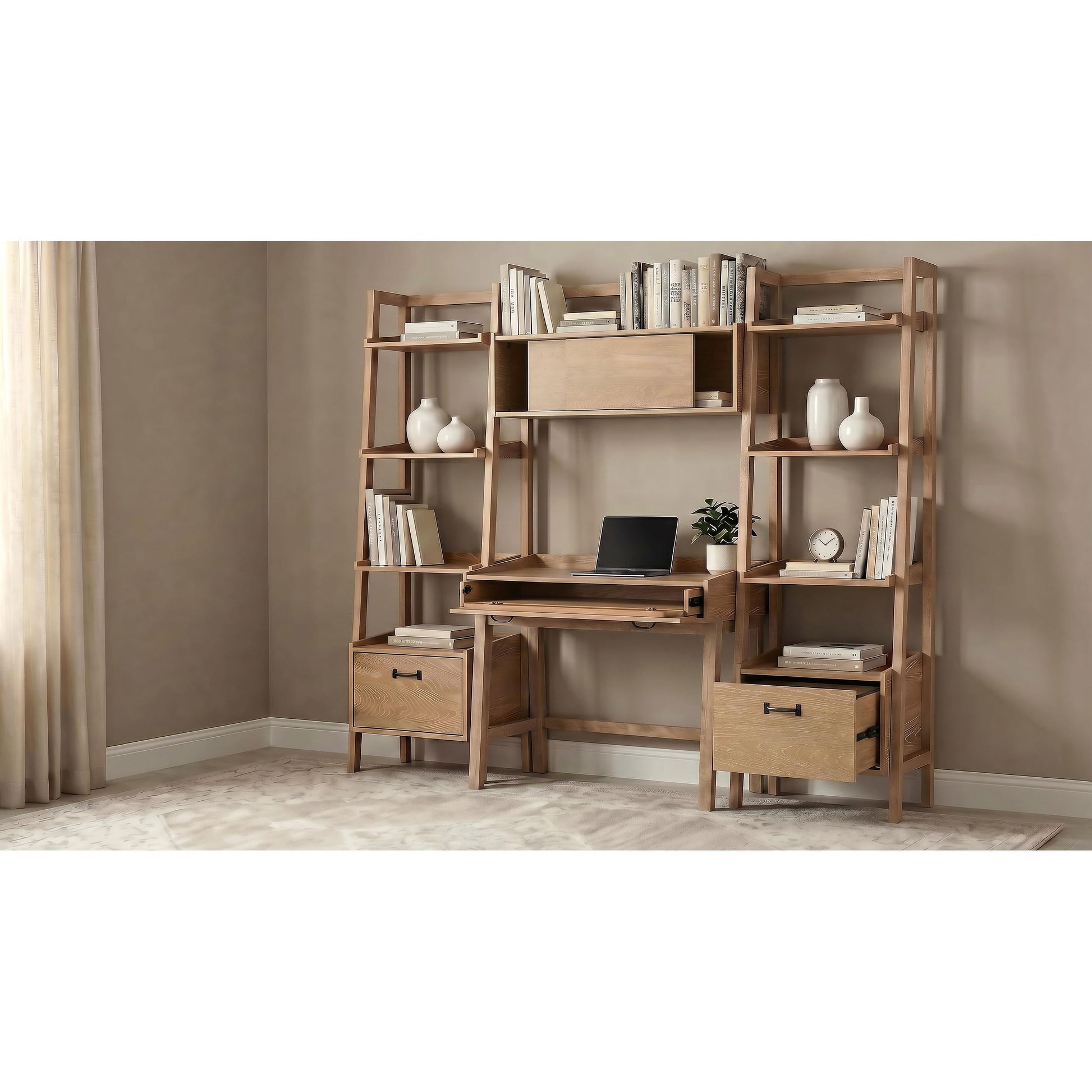  Coaster Furniture Fabian 802044 Bookshelf Bridge with Cubbies  - Distressed Light Brown IMAGE 13