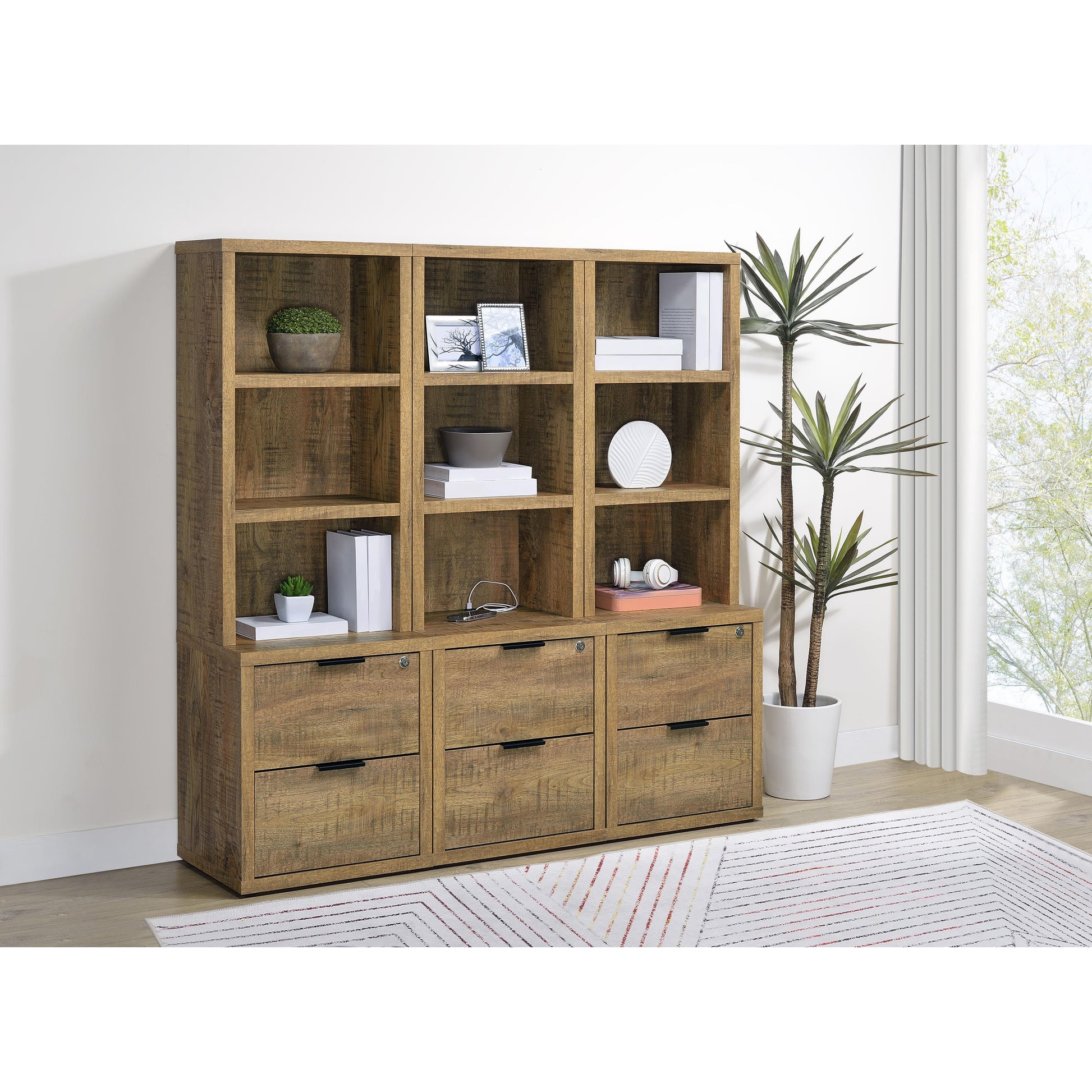  Coaster Furniture Westpark 802693 3-shelf Bookcase USB and Lockable Drawer - Mango IMAGE 11