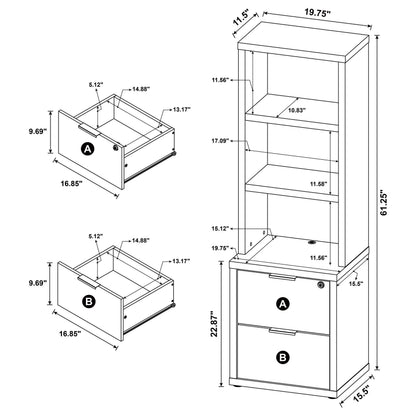  Coaster Furniture Westpark 802713 3-shelf Bookcase USB and Lockable Drawer - Dark Pine IMAGE 13
